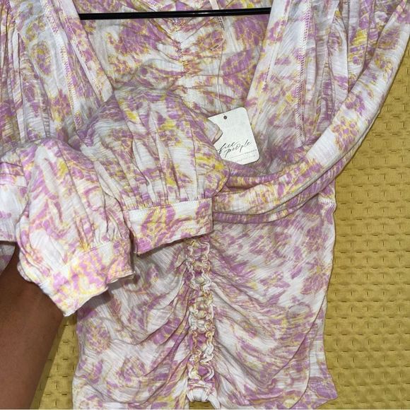 Free People Say The Word Ivory Combo XS long sleeve pink shirt blouse NWT $78 - Picture 7 of 8